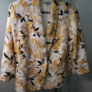 Kasper Yellow and Black Floral Blazer